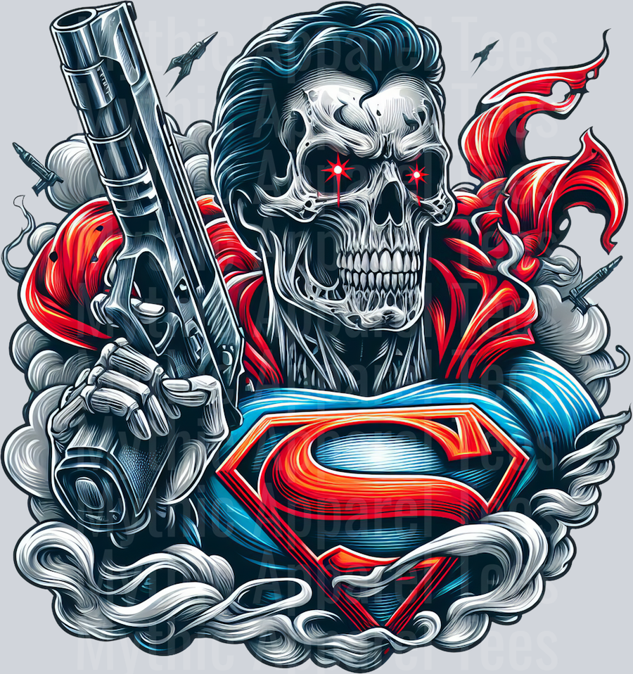 Superman Terminator Crossover Skull DTF Superhero Transfers