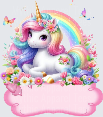 Peppa Pig Pastel Unicorn Rainbow Floral Pink Name Banner