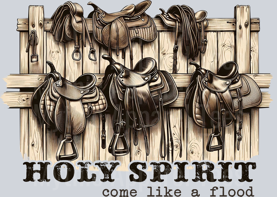 Holy Spirit Come Like a Flood Retro DTF Western Girl Transfers