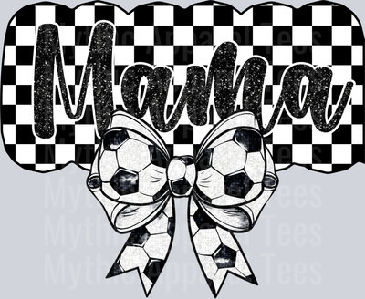 Checker Mama Bow and Glitter style DTF Soccer Transfers