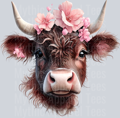 Highland Cow Cowgirl Western Southern Girl Pink