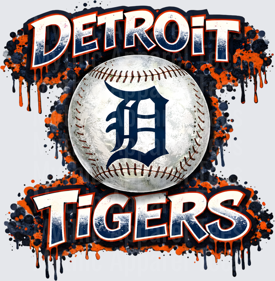 MLB Transfers Detroit Tigers Baseball Grunge Paint Splatter Design