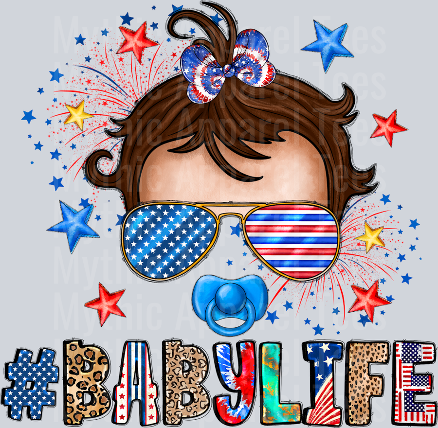 Baby Life American 4th of july Messy Bun Patriotic