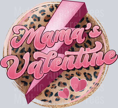 mama valentine cheetah and glitter words DTF Valentines Day Transfers