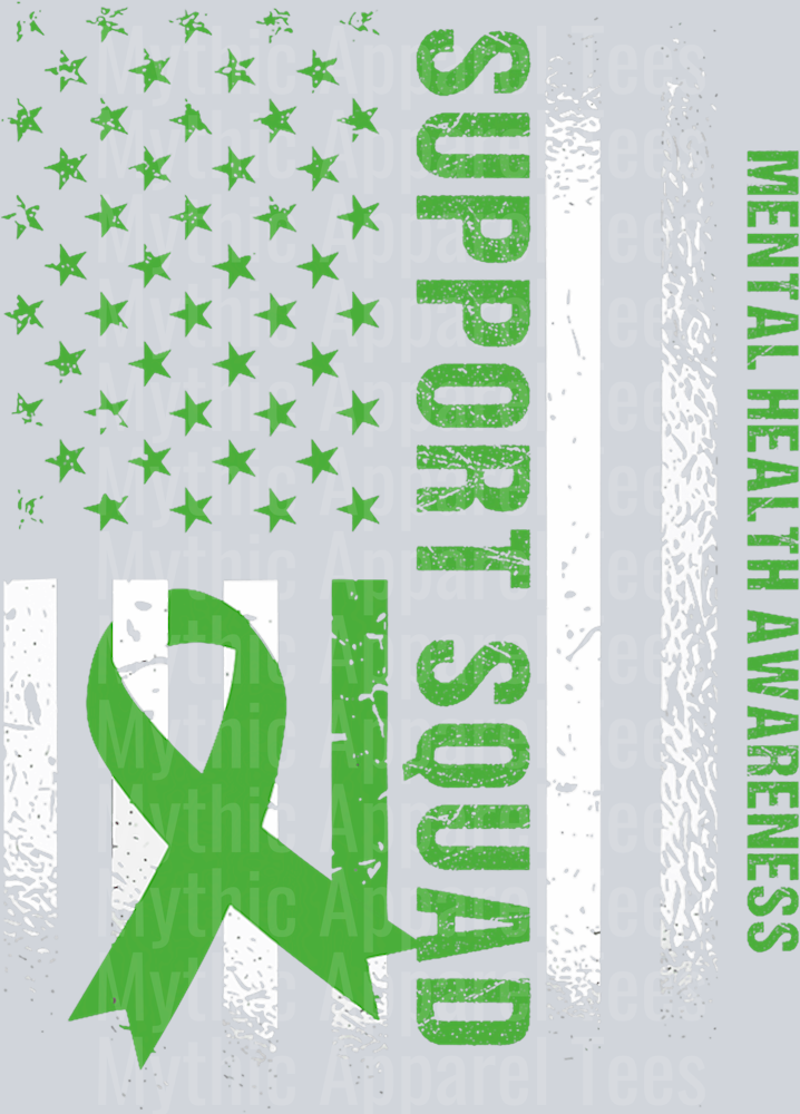 Support Squad American Flag DTF Mental Health Awareness Transfers