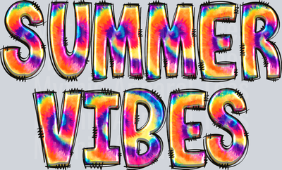 Summer Vibes rainbow Tie Dye DTF Summer Transfers