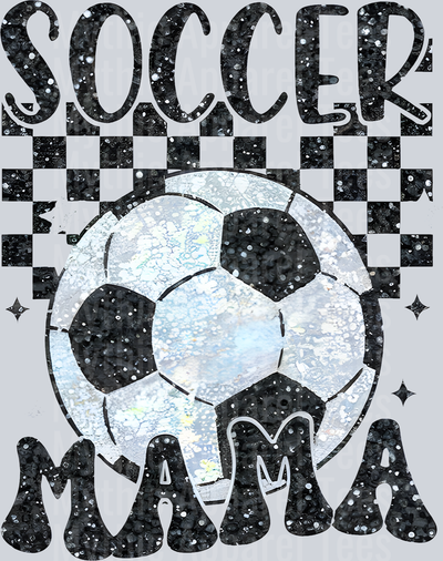 soccer mama Soccer Ball Glitter Style checkers and more DTF Soccer Transfers