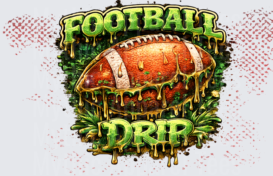 Football Drip Grunge Gold Slime Dripping Football Graphic