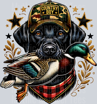 country boy dog with duck in its mouth 2 DTF Southern Transfers