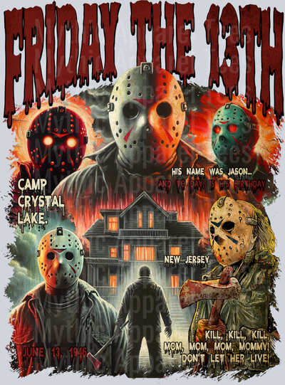 Jason Voorhees Friday the 13th in multiple movie scenes Halloween DTF Horror Movie Transfers
