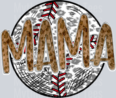 Baseball Mama Leopard print and retro ball DTF Baseball Transfers