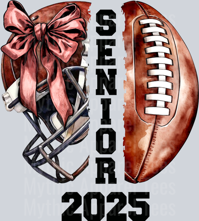 Senior 2025 Football with pink bow cute DTF Sports Transfers