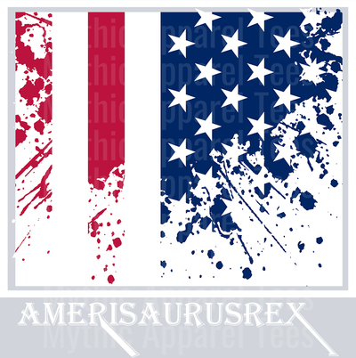 Amerisaurusrex American Flag Tattered Memorial day Military DTF Patriotic Transfers