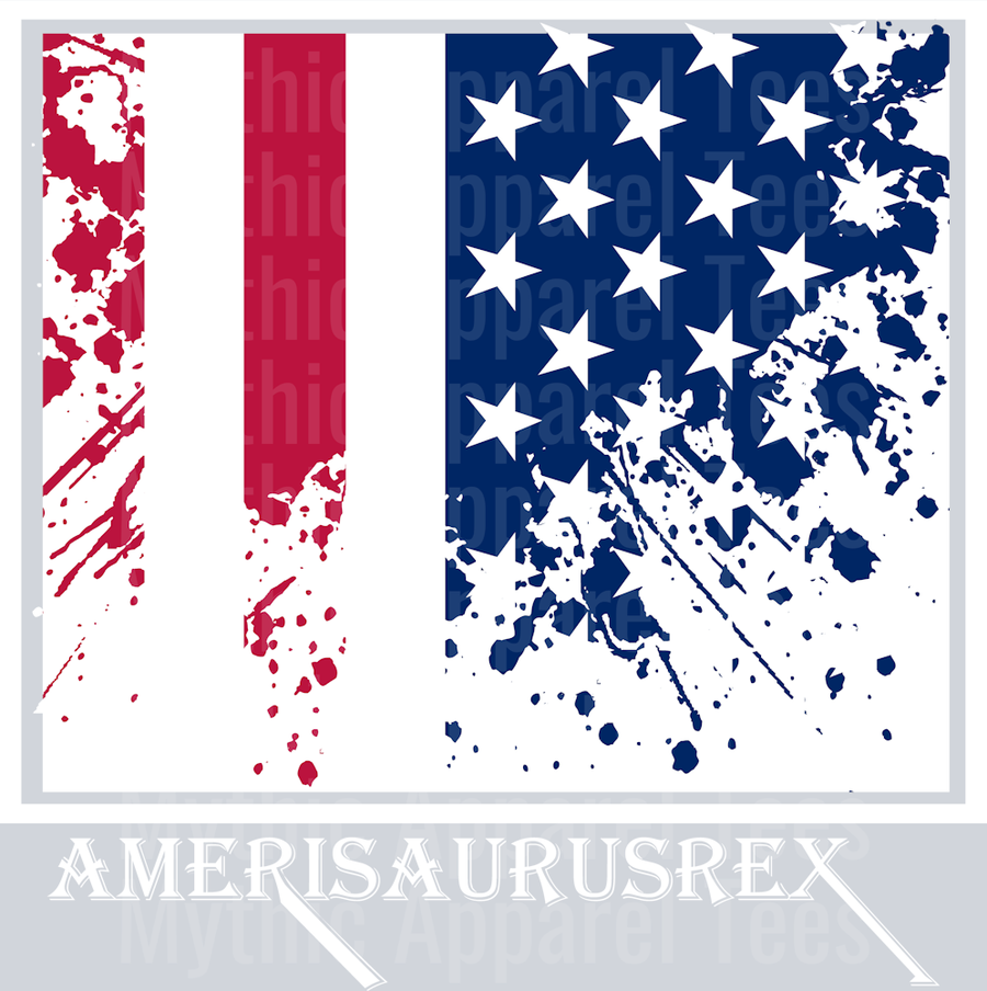 Amerisaurusrex American Flag Tattered Memorial day Military DTF Patriotic Transfers