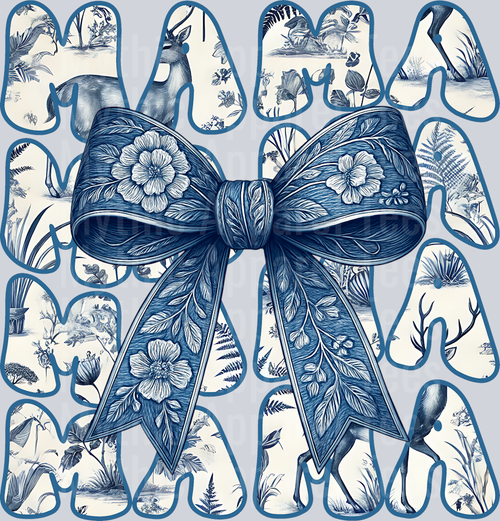 Mama Tan and blue bow DTF MOM Transfers