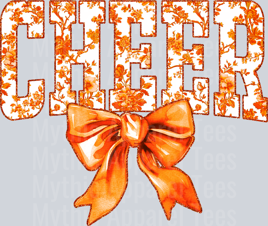 Orange Toile Cheer College Font Floral Pattern