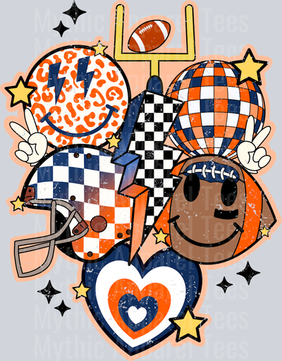Retro_Football_Collage_Orange_Blue_Grunge