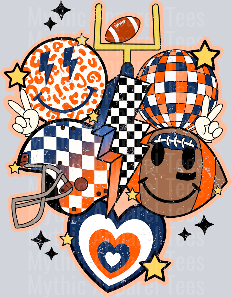 Retro_Football_Collage_Orange_Blue_Grunge