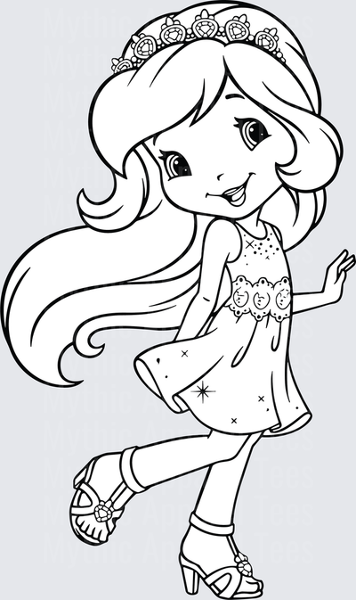 Strawberry Shortcake Dancing in Sparkly Dress and Tiara