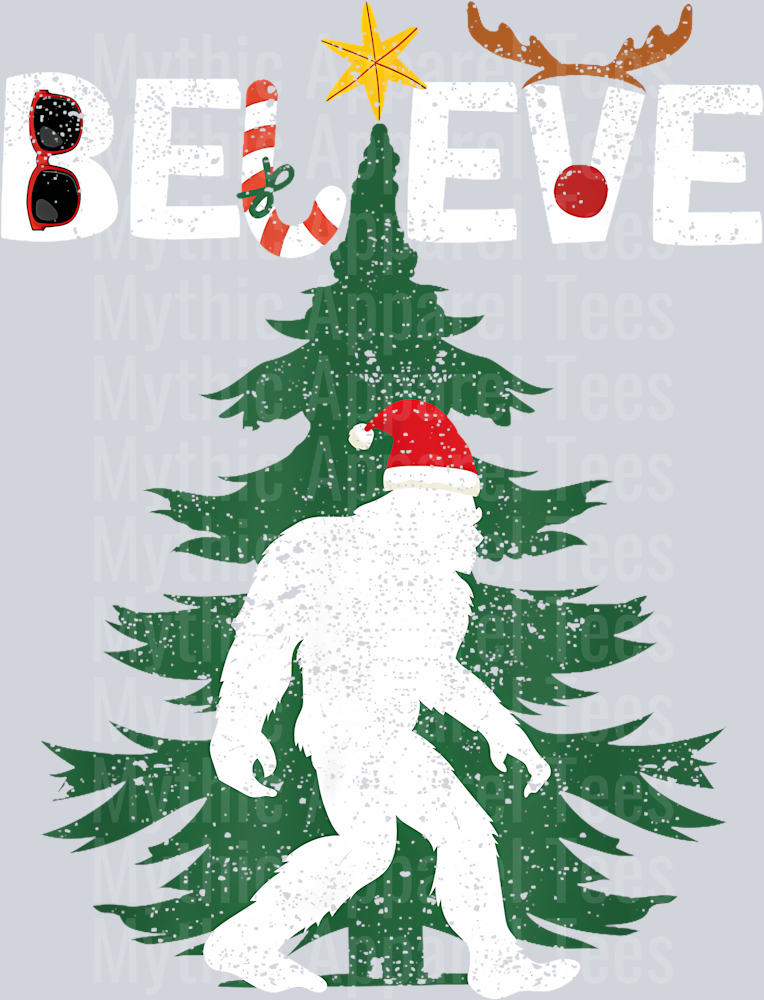 23 Believe Bigfoot Sasquatch Yeti Santa Hat Christmas Pajamas T-Shirt