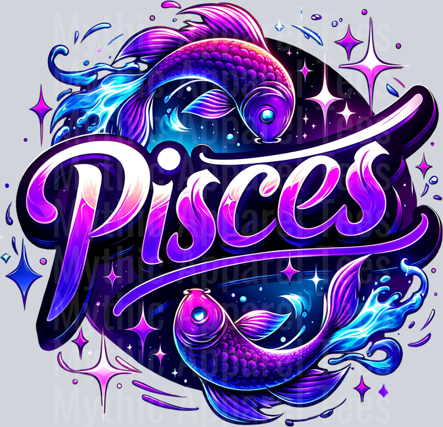 Pisces Purple Sign DTF Zodiac Sign Transfers