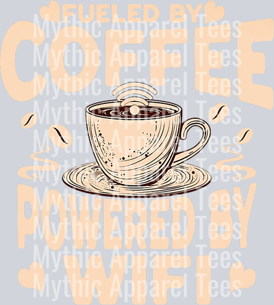 Fueled by coffee powered by wifi 2 DTF Coffee Transfers