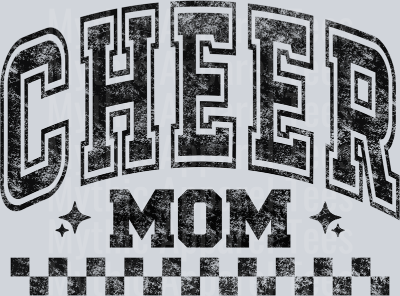 Cheer Mom Black Checkers Varsity Letters