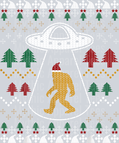 32 Santa Claus Bigfoot Ufo Sasquatch Ugly Christmas Sweater T-Shirt