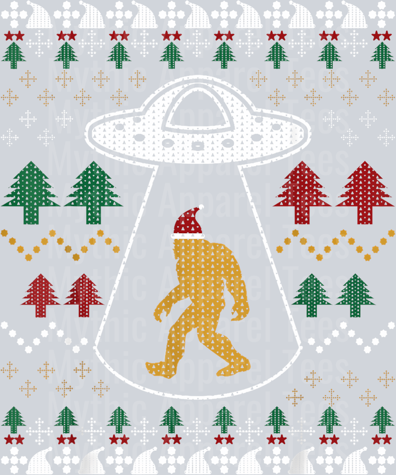 32 Santa Claus Bigfoot Ufo Sasquatch Ugly Christmas Sweater T-Shirt