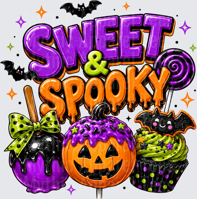 Halloween Sweet & Spooky Candy Apple Jack-O-Lantern Cake Pop and Bat Cupcake with Purple Orange Bats and Lollipop
