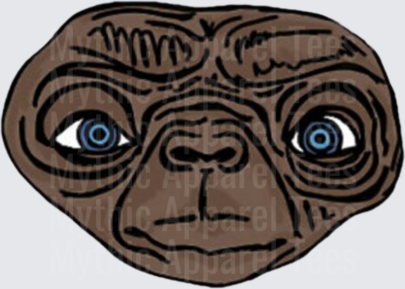 E.T. The Extra-Terrestrial Alien Face Close-Up Blue Eyes Hand Drawn Style