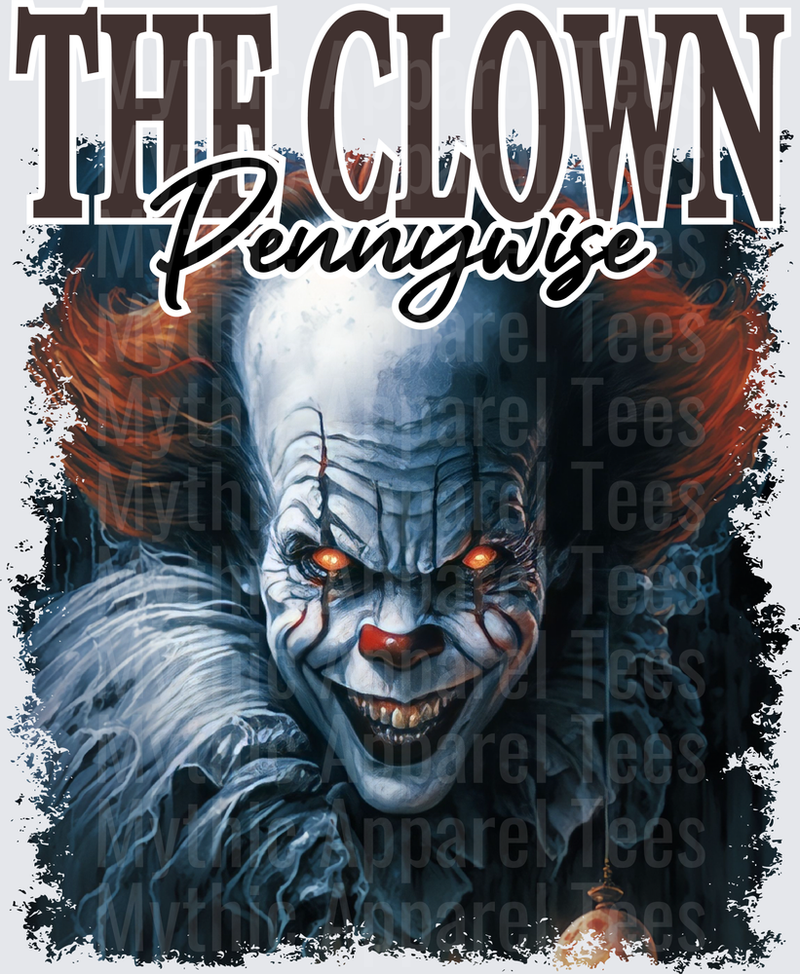 Pennywise The Clown IT Horror Glowing Red Eyes Evil Grin Red Hair Sinister Portrait