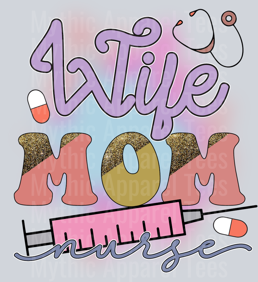 Wife Mom Nurse 2 DTF Nurse Transfers