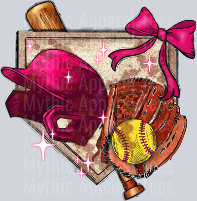 pink softball pocket DTF Softball Transfers