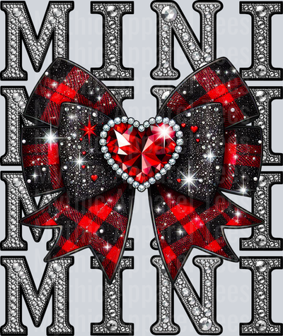Rhinestone Mini Black / Red Plaid Combo Style Combo Valentines Day Design