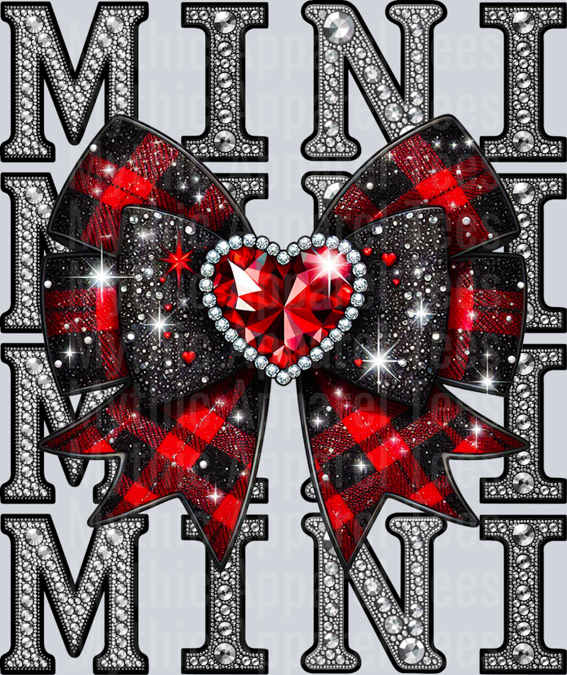 Rhinestone Mini Black / Red Plaid Combo Style Combo Valentines Day Design