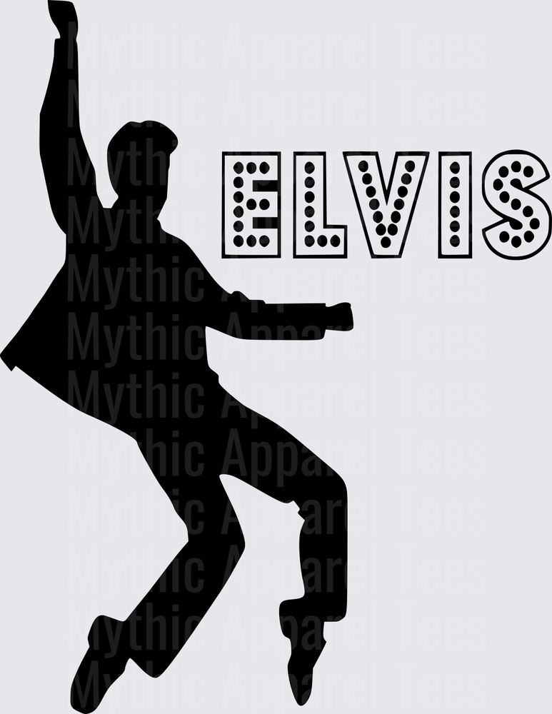 Elvis Presley Dancing Silhouette with Marquee Letter Text