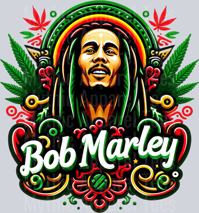 BOB MARLEY 3 floral colors weed plant DTF Weed Transfers