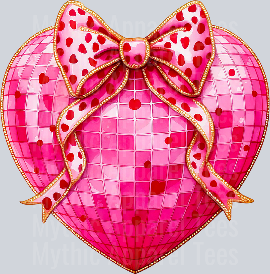 Heart Disco With Pink Bow Style Combo Valentines Day Design