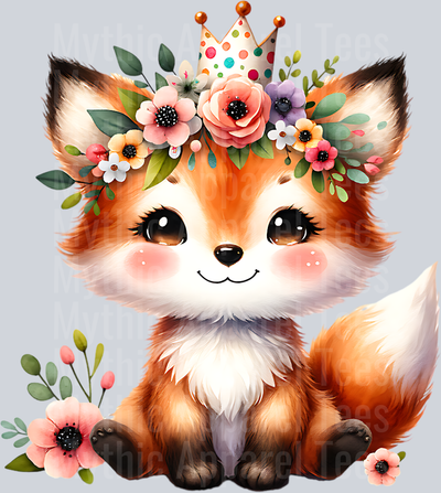 BABY FOX WITH PARTY HAT CLIPART