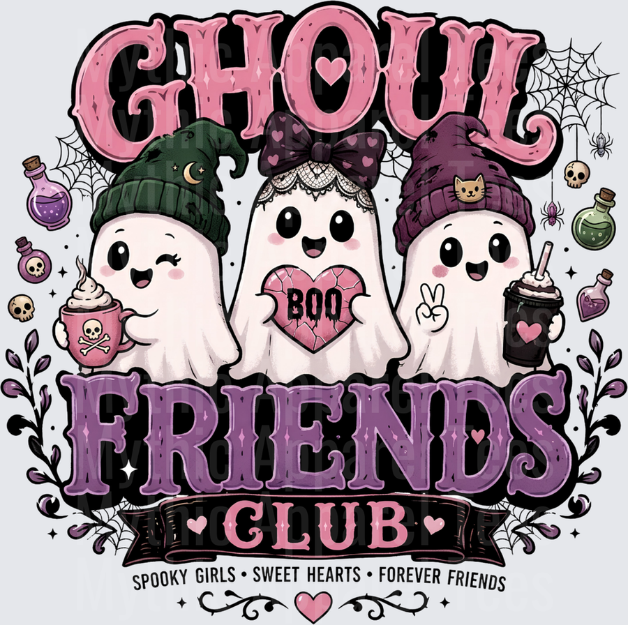 Ghoul Friends Club Spooky Girls Sweet Hearts Forever Friends Cute Ghost Trio Halloween