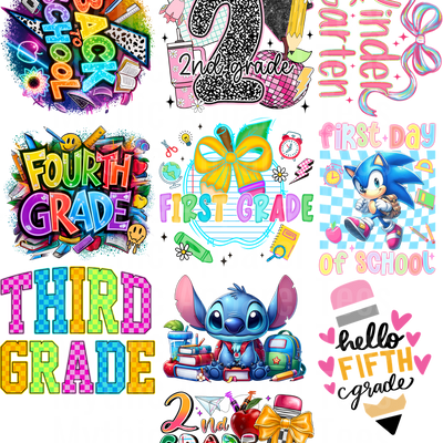 BACK TO SCHOOL GANG SHEET 10 KIDS SIZE IMAGES