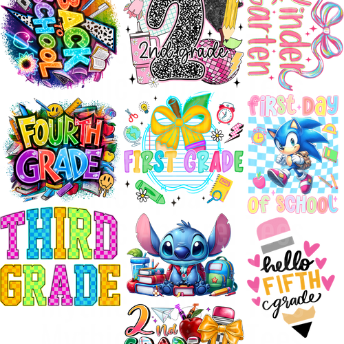 BACK TO SCHOOL GANG SHEET 10 KIDS SIZE IMAGES