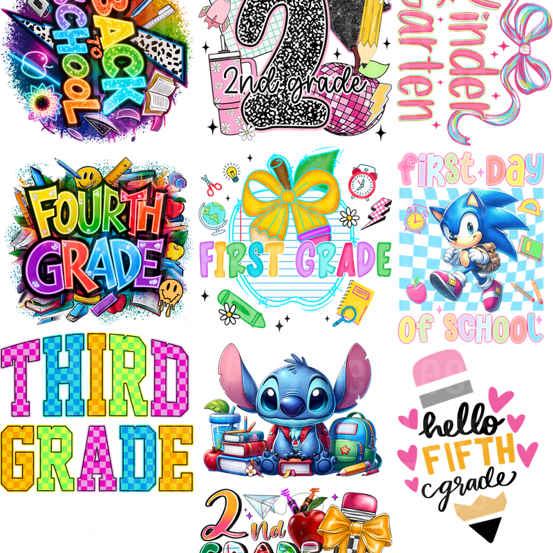BACK TO SCHOOL GANG SHEET 10 KIDS SIZE IMAGES
