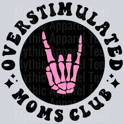 Overstimulated Moms Club Pocket Design Wavey Retro Style Funny Shirt Design