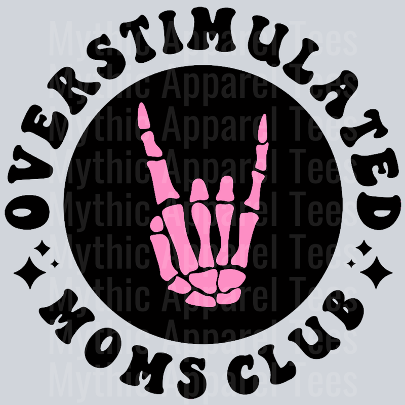 Overstimulated Moms Club Pocket Design Wavey Retro Style Funny Shirt Design