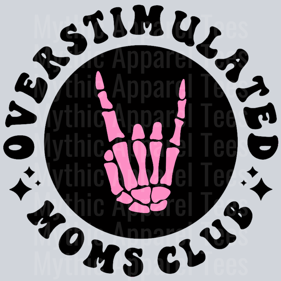 Overstimulated Moms Club Pocket Design Wavey Retro Style Funny Shirt Design