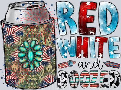 Red White And Boozed 4th of July DTF Patriotic Transfers