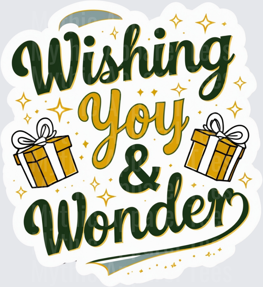 Christmas Wishing You Joy & Wonder Gold Gift Boxes Script