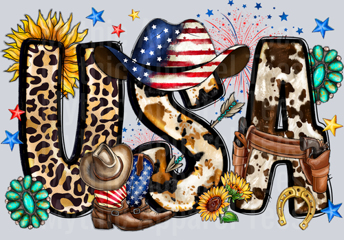 Western USA DTF Patriotic Transfers
